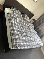 Tweepersoonsbed 160x200 met matras en topper, Ophalen, Gebruikt, Tweepersoons, Grijs