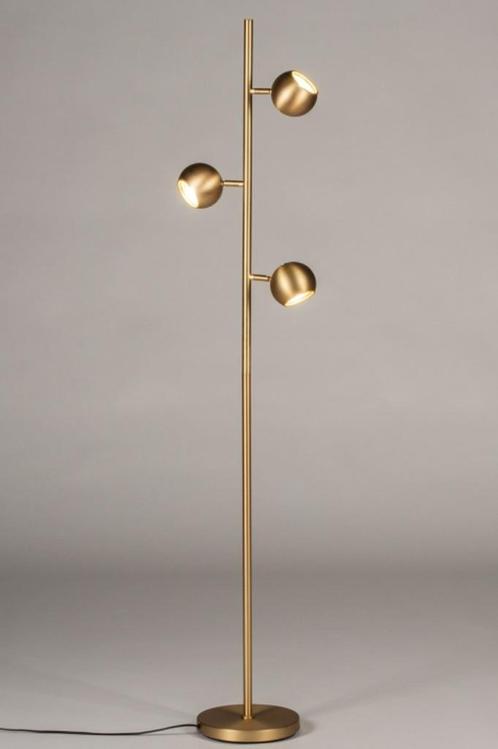 goud messing bollen vloerlamp bed bank feauteuil stoel lamp, Huis en Inrichting, Lampen | Vloerlampen, Nieuw, Metaal, Ophalen of Verzenden