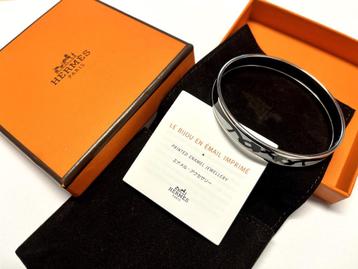 Hermes armband emaille PM Metaal Zilver Wit Zwart beschikbaar voor biedingen
