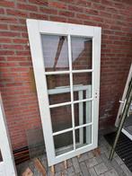 Deur met acht geslepen ruitjes 95 x 219, Doe-het-zelf en Verbouw, Kozijnen en Schuifpuien, Gebruikt, Deurkozijn, Hout, Ophalen