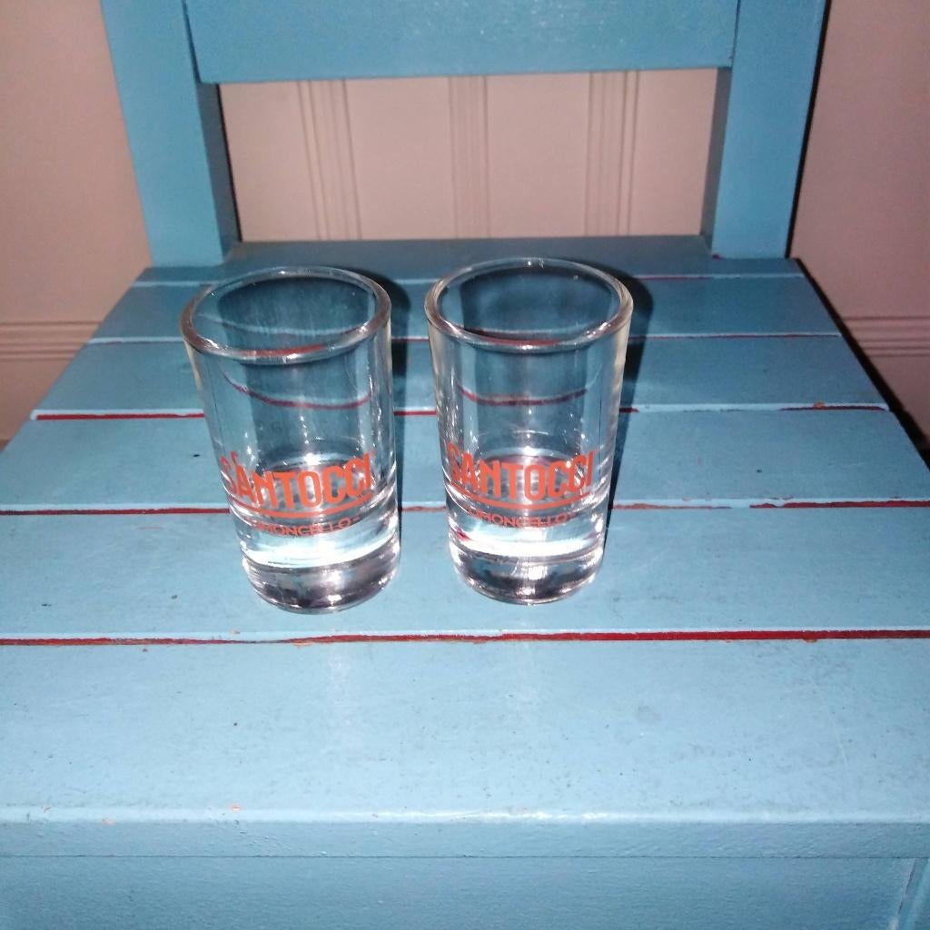 Limoncello Santocci shotglaasjes 4 stuks, Ophalen, Zo goed als nieuw, Borrel- of Shotglas