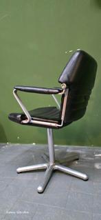 Vintage Design Bureaustoel - Aluminium & Skai, Huis en Inrichting, Bureaustoelen, Ophalen of Verzenden, Gebruikt, Zwart, Bureaustoel