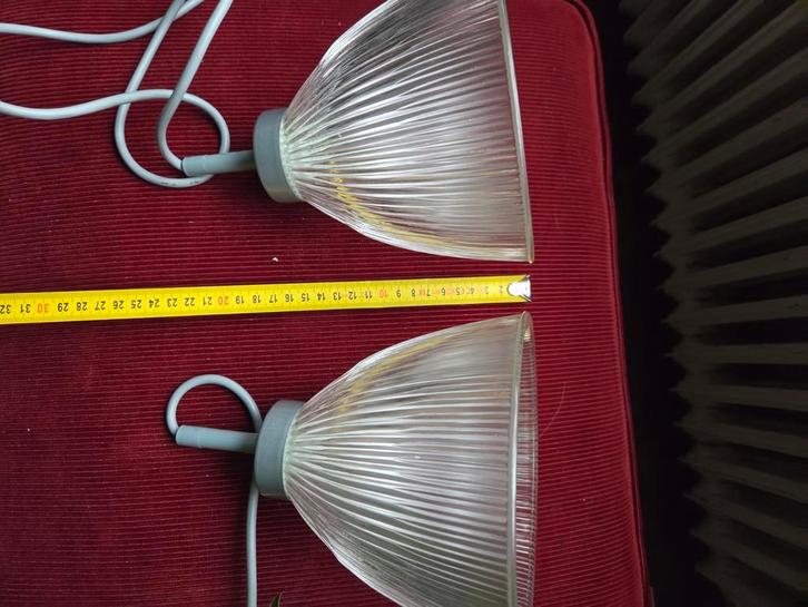 Glazen kappjes met Sylvania Lumiance CanCard Pendel Adapter, Huis en Inrichting, Lampen | Hanglampen, Gebruikt, Minder dan 50 cm