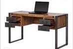 Bureau MANCHESTER 4 lades acacia/metaal, Huis en Inrichting, Bureaus, Ophalen, Gebruikt, Bureau