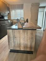 Moderne antraciet/houtkleurige eilandkeuken GEDEMONTEERD, Overige typen, Ophalen of Verzenden, Zo goed als nieuw, Kunststof