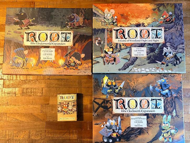 Root base game & expansions, Hobby en Vrije tijd, Gezelschapsspellen | Bordspellen, Zo goed als nieuw, Een of twee spelers, Drie of vier spelers