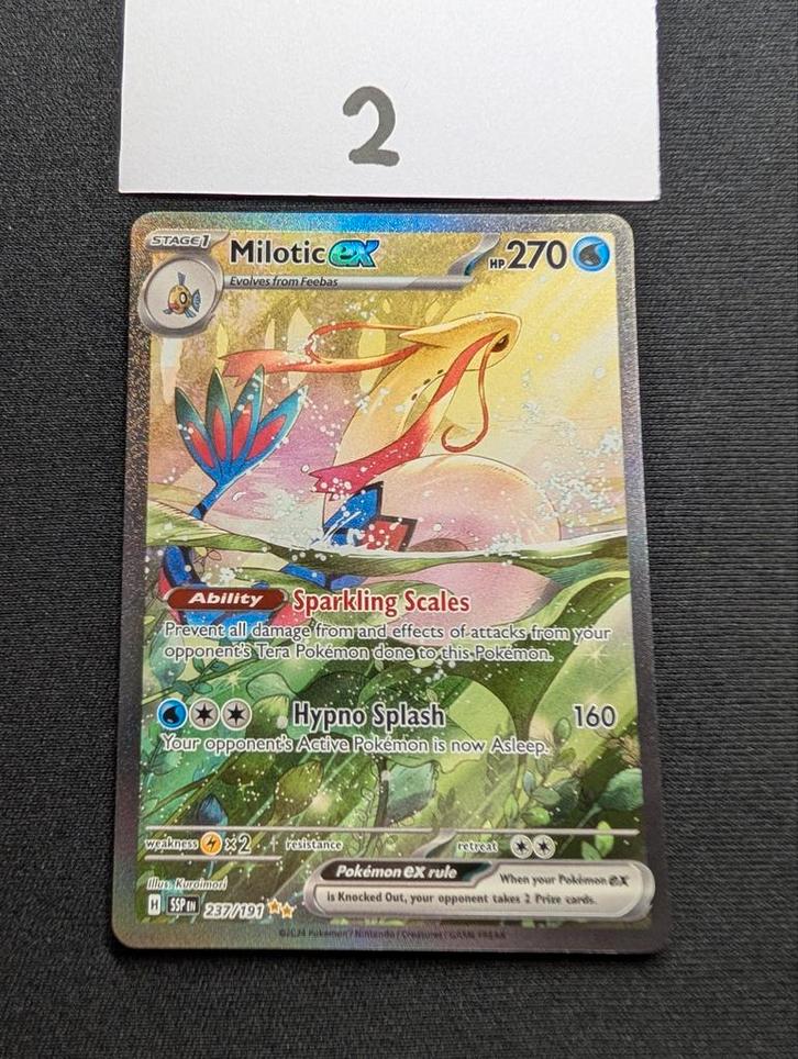 Milotic ex 237/191 (Set: Surging Sparks), Hobby en Vrije tijd, Verzamelkaartspellen | Pokémon, Zo goed als nieuw, Losse kaart