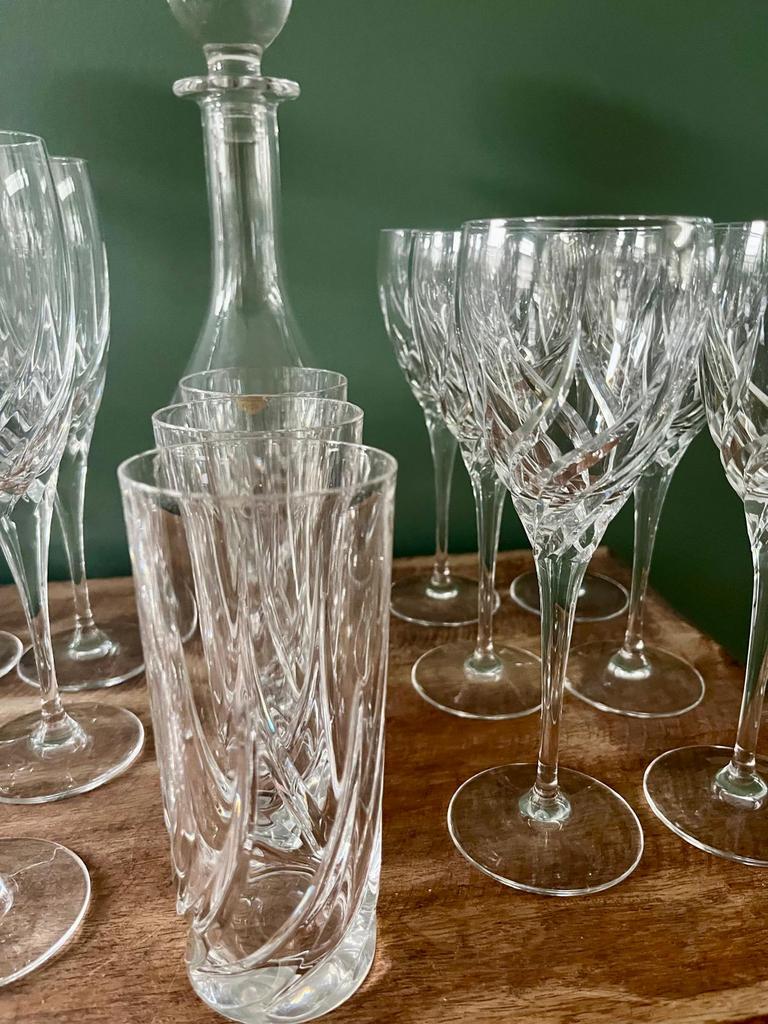 Kristallen glazen set, 26-delig, Wedgwood Toscane, ‘80 - ‘90, Verzamelen, Glas en Borrelglaasjes, Ophalen, Zo goed als nieuw, Overige typen