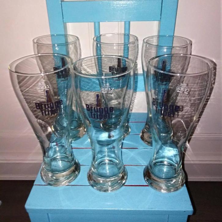 Brugge tripel gruut bierglazen set van 6, Verzamelen, Biermerken, Zo goed als nieuw, Glas of Glazen, Overige merken, Ophalen