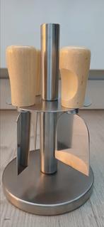 4 mooie mini kaasmessen met houder, RVS, Ophalen of Verzenden, Zo goed als nieuw