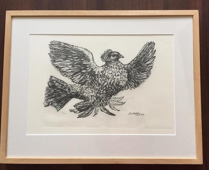 Picasso Vredesduif Colombe Volant Druk 164/200 Zwart Wit, Antiek en Kunst, Kunst | Litho's en Zeefdrukken, Ophalen