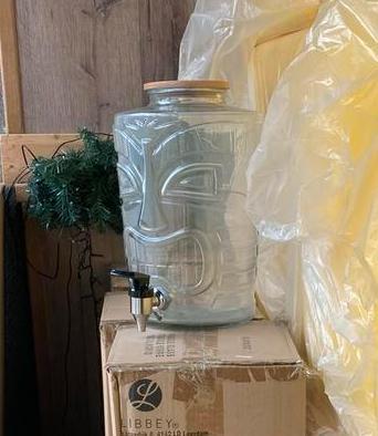 Tiki Libbey drankdispenser / limonadetap (nieuw in doos), Huis en Inrichting, Keuken | Servies, Nieuw, Overige stijlen, Glas, Ophalen