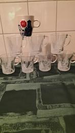 7 Glazen en1 stenen Senseo mokjes opdruk Amsterdamse huisjes, Nieuw, Ophalen of Verzenden, Glas, Overige stijlen