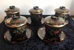 5 Japanse houten lak bekers – Urushi - antiek / vintage, Ophalen of Verzenden