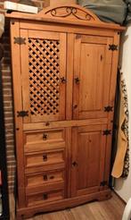 Mexicaanse houten kast met deuren en lades, moet weg, Mexicaans, Gebruikt, 100 tot 150 cm, Grenenhout
