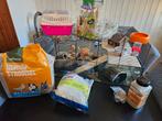 Hamsterkooi glas en tralies inclusief assesiores, Kooi, Zo goed als nieuw, Hamster, 75 tot 110 cm