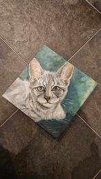 Olieverf Schilderij - Kat - 30x30cm, Antiek en Kunst, Kunst | Schilderijen | Klassiek, Ophalen of Verzenden