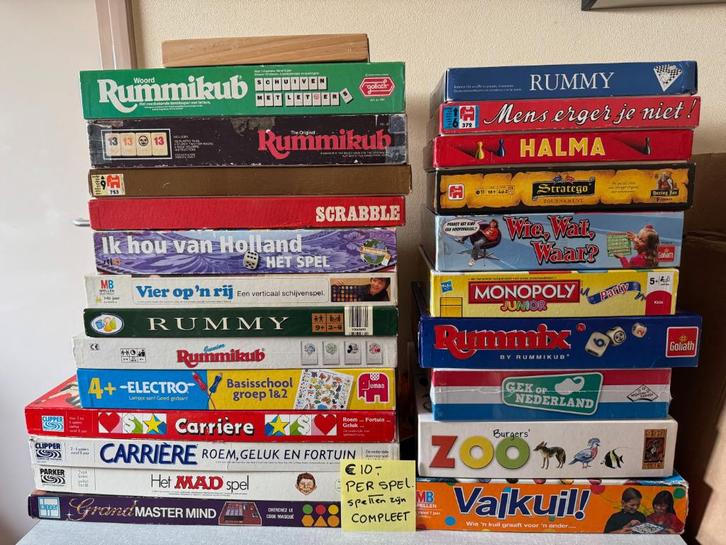 Keuze uit veel spellen COMPLEET en I.Z.G.S. per spel: €10,-, Hobby en Vrije tijd, Gezelschapsspellen | Bordspellen, Gebruikt, Een of twee spelers
