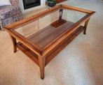 Salontafel kersenhout met glazen blad., Ophalen, 100 tot 150 cm, 50 tot 100 cm, Kersenhout