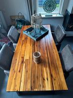 Houten Eettafel met Metalen Onderstel, Huis en Inrichting, Ophalen, 100 tot 150 cm, Eikenhout, Zo goed als nieuw