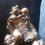 Antiek bronzen boedha met papyrus rol, Antiek en Kunst, Ophalen of Verzenden