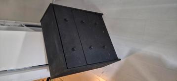 Ikea kast klein hout 3 lades, zwart geschilderd beschikbaar voor biedingen