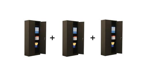 Actieset Archiefkasten magazijnkast nieuw 3 stk. R9005 zwart, Huis en Inrichting, Kasten | Roldeurkasten en Archiefkasten, Nieuw
