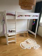 Witte houten hoogslaper, Ophalen, Gebruikt, Eenpersoons, Wit