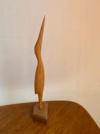 Vintage houten kraanvogel/reiger jaren 60 decoratie 37cm H, Ophalen of Verzenden