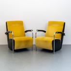 2x Leolux Scylla - Hoge Rug gele stof/zwarte zijkant, Huis en Inrichting, Fauteuils, Ophalen of Verzenden, Zo goed als nieuw