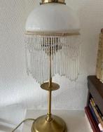 Vintage messing tafellamp met kraaltjes, Ophalen of Verzenden, Zo goed als nieuw, Minder dan 50 cm