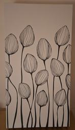 Ikea canvas schilderij - witte achtergrond, zwarte bloemen, Ophalen, Minder dan 50 cm, 50 tot 75 cm, Zo goed als nieuw