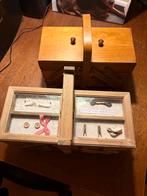 Vintage Houten Naaikist met Glas, Ophalen of Verzenden, Gebruikt, Eikenhout, Minder dan 50 cm