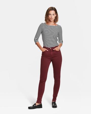 WE fashion broek, katoen met stretch, bordeaux rood, maat 40 beschikbaar voor biedingen