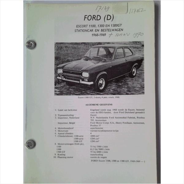 Ford Escort 1100 1300 Vraagbaak losbladig 1968-1970 #2 Neder, Ophalen of Verzenden, Gelezen, Ford