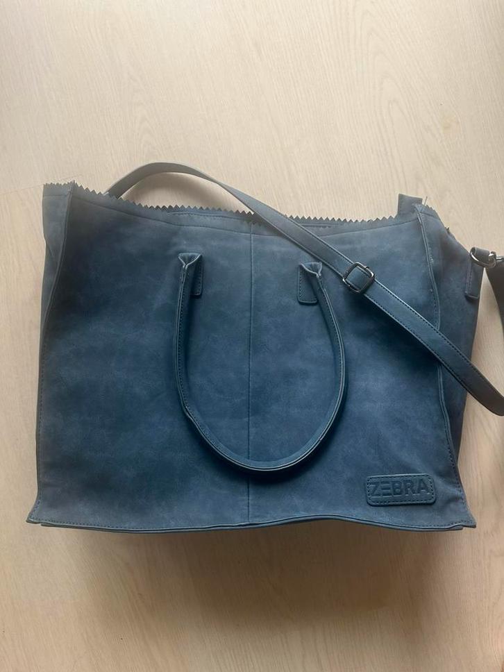 Zebra Shopper Tas XL – Jeansblauw – Kunstleer – ZGAN, Sieraden, Tassen en Uiterlijk, Tassen | Damestassen, Zo goed als nieuw, Shopper