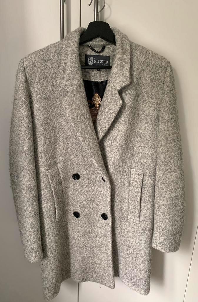 Giacomo lichtgrijze klassieke wollen jas maat L, Kleding | Dames, Jassen | Winter, Zo goed als nieuw, Maat 42/44 (L), Grijs, Ophalen of Verzenden