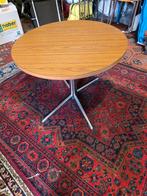 Vintage Salontafel Chroom/Fineer - Ø70cm, Huis en Inrichting, Tafels | Eettafels, Ophalen, Gebruikt, 50 tot 100 cm, Rond