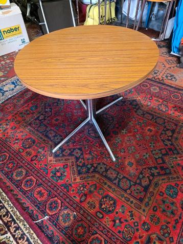 Vintage Salontafel Chroom/Fineer - Ø70cm beschikbaar voor biedingen