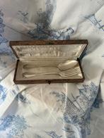 Antiek verzilverd kinder bestek lepel vork LJ monogram, Ophalen of Verzenden, Zilver