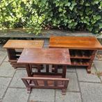 Bijzettafeltjes, wijnrek, lectuurbak, Ophalen