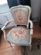 2 Antieke fauteuils
 wit met pastelkleuren, Antiek en Kunst, Ophalen