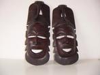 2 x Afrikaanse massief houten muur maskers, Antiek en Kunst, Kunst | Niet-Westerse kunst, Ophalen of Verzenden