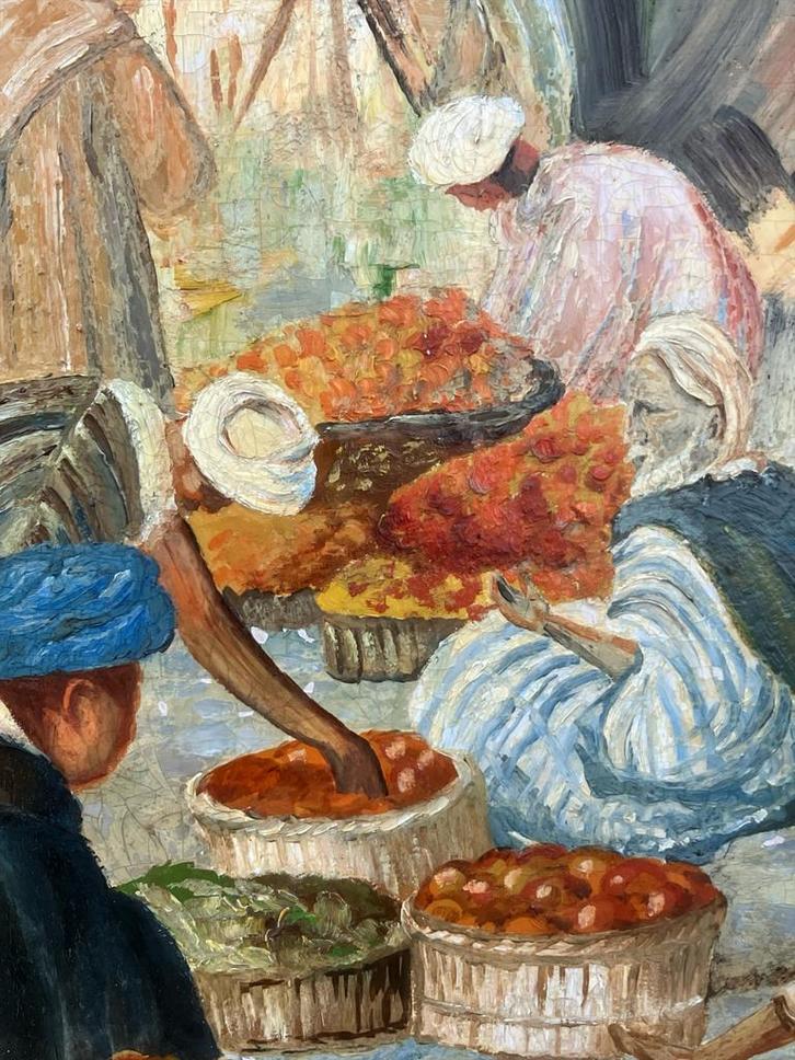 Fruitmarkt Marokko , Noord Afrika 1942, Antiek en Kunst, Kunst | Schilderijen | Klassiek, Ophalen