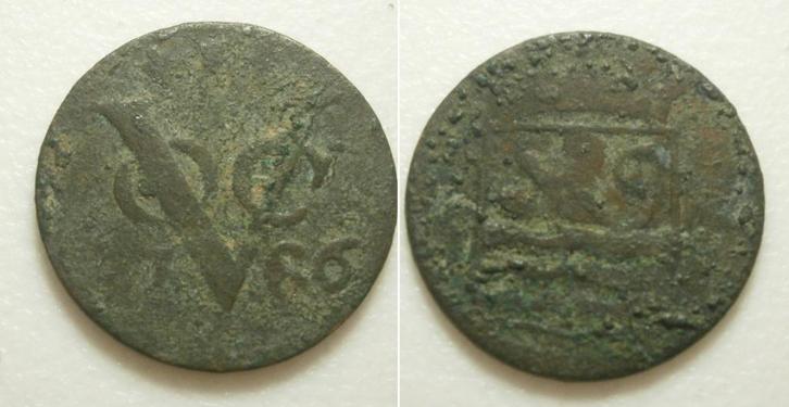 PD10279 Zeeland VOC Duit 1786, Postzegels en Munten, Munten | Nederland, Losse munt, 1 cent, Vóór koninkrijk, Ophalen of Verzenden