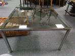 Vintage Bijzettafel Salontafel Rookglas Chroom, Ophalen, Gebruikt, ., .