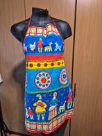 Vintage Schort met Folklore Motieven, Huis en Inrichting, Keuken | Textiel, Ophalen of Verzenden, Gebruikt, Blauw, Schort