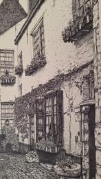 Prachtige ets/pentekening Antwerpen, Vlaeykensgang, Ophalen of Verzenden