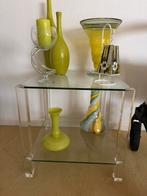 Glazen bijzettafeltje 2x, Ophalen, Gebruikt, 25 tot 50 cm, 50 tot 100 cm