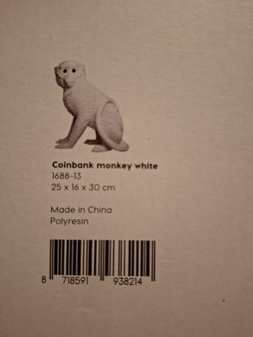 Witte Apenbeeld Spaarpot / Coinbank monkey beschikbaar voor biedingen